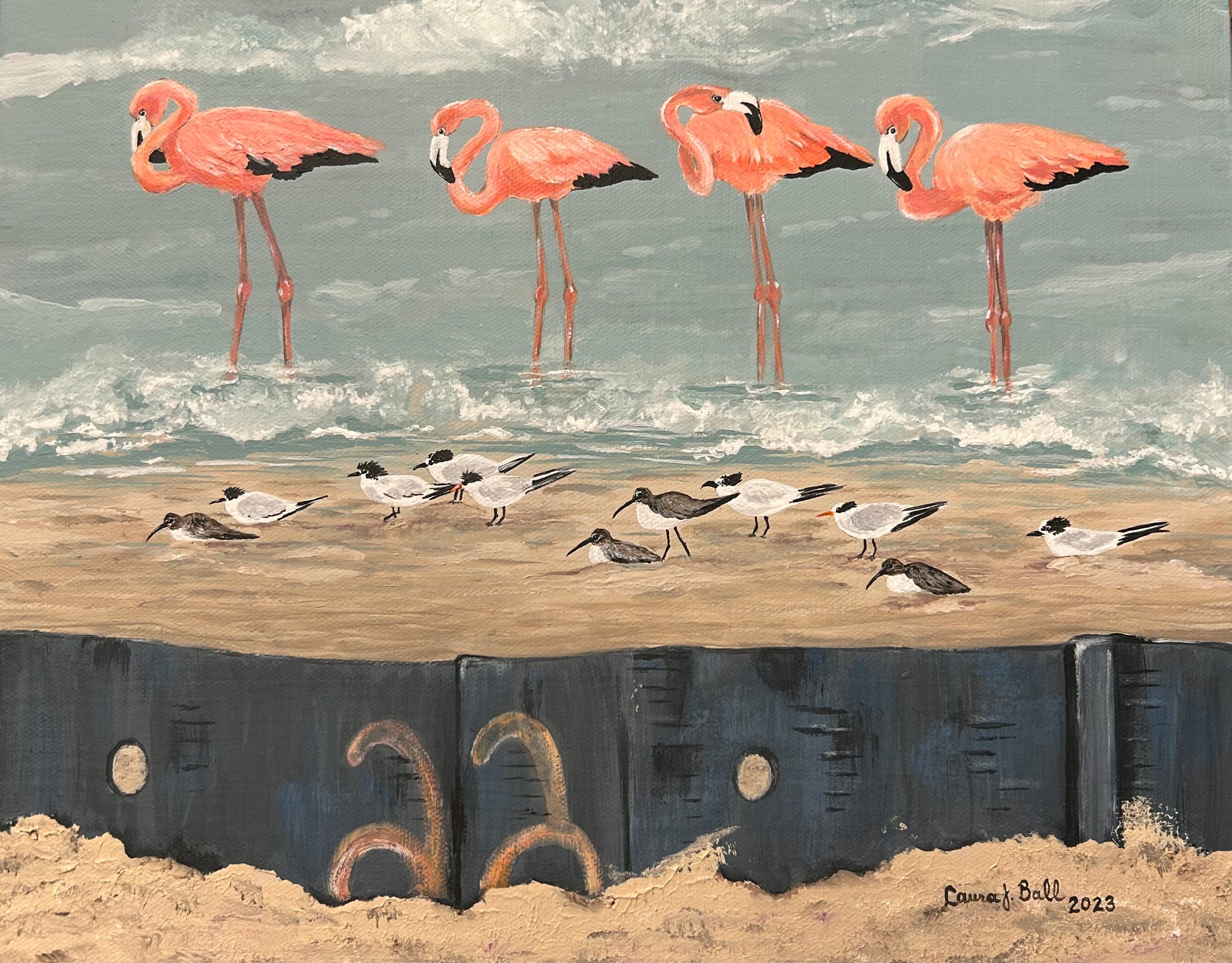 Lost in Paradise (Flamingos on the Sanibel Causeway)