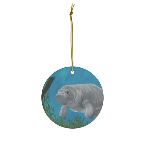 Round Ceramic Ornaments (Manatee)