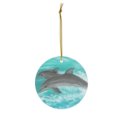 Round Ceramic Ornaments (Dolphin)