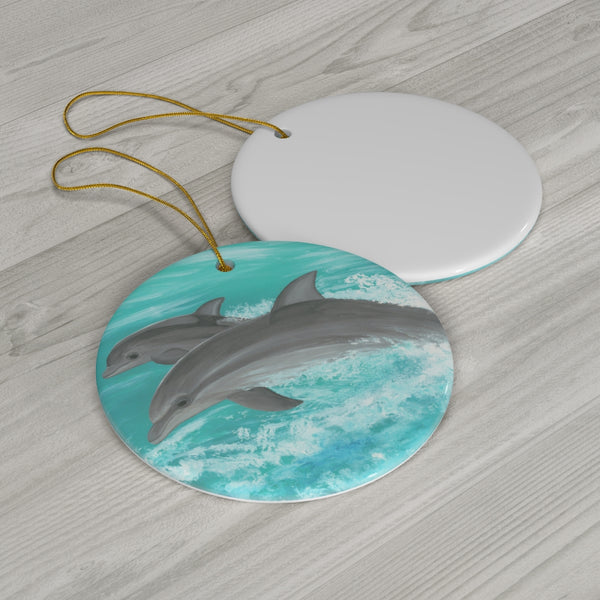 Round Ceramic Ornaments (Dolphin)