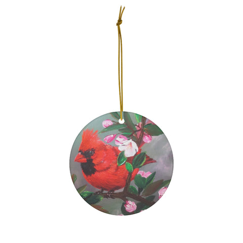 Round Ceramic Ornaments (Mema's Cardinal)